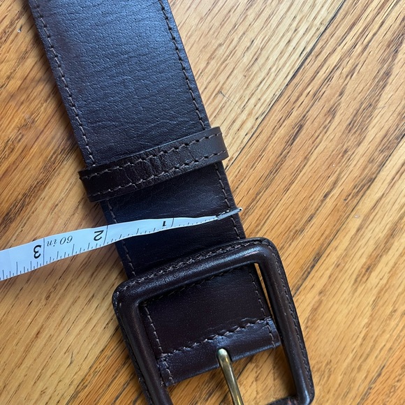 Women’s Brown Leather Belt Heavy Duty Square Buckle Adjustable 35”-39” - Picture 2 of 5